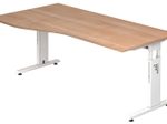 HAMMERBACHER VOS18/N/W höhenverstellbarer Schreibtisch 65 - 85 cm nussbaum / weiß