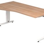 HAMMERBACHER VOS18/N/W höhenverstellbarer Schreibtisch 65 - 85 cm nussbaum / weiß