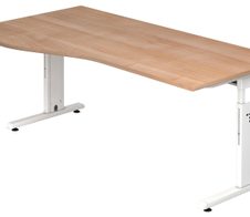 HAMMERBACHER VOS18/N/W höhenverstellbarer Schreibtisch 65 - 85 cm nussbaum / weiß