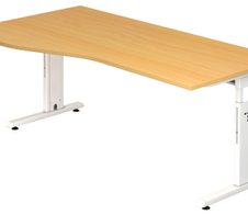 HAMMERBACHER VOS18/6/W höhenverstellbarer Schreibtisch 65 - 85 cm buche / weiß