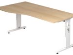 HAMMERBACHER VOS18/E/W höhenverstellbarer Schreibtisch 65 - 85 cm eiche / weiß