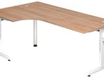 HAMMERBACHER VOS82/N/W höhenverstellbarer Schreibtisch 65 - 85 cm nussbaum / weiß