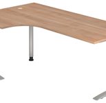 HAMMERBACHER VUS82/N/S höhenverstellbarer Schreibtisch 68 - 86 cm nussbaum / silber