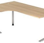 HAMMERBACHER VUS82/E/S höhenverstellbarer Schreibtisch 68 - 86 cm eiche / silber