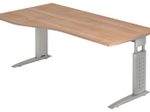 HAMMERBACHER VUS18/N/S höhenverstellbarer Schreibtisch 68 - 86 cm nussbaum / silber
