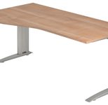 HAMMERBACHER VUS18/N/S höhenverstellbarer Schreibtisch 68 - 86 cm nussbaum / silber