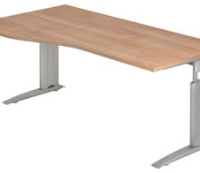 HAMMERBACHER VUS18/N/S höhenverstellbarer Schreibtisch 68 - 86 cm nussbaum / silber