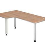 HAMMERBACHER VQS82/N/S höhenverstellbarer Schreibtisch 68,5 - 81 cm nussbaum / silber