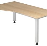 HAMMERBACHER VQS82/E/S höhenverstellbarer Schreibtisch 68,5 - 81 cm eiche / silber