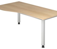 HAMMERBACHER VQS82/E/S höhenverstellbarer Schreibtisch 68,5 - 81 cm eiche / silber