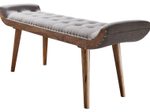 WOHNLING WL6.013 Sitzbank Stoff / Massivholz 125x51x38 cm Chesterfield-Design Grau