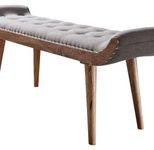 WOHNLING WL6.013 Sitzbank Stoff / Massivholz 125x51x38 cm Chesterfield-Design Grau