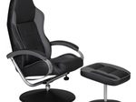 AMSTYLE Sessel mit Hocker Kunstleder schwarz, grau