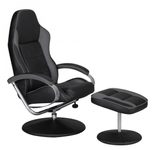 AMSTYLE Sessel mit Hocker Kunstleder schwarz, grau