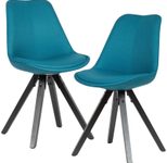 WOHNLING 2er Set Esszimmerstühle Stoff WL6.124 petrol