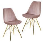WOHNLING 2er Set Esszimmerstuhl Samt WL6.185 rosa
