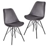 WOHNLING 2er Set Esszimmerstuhl Samt WL6.181 grau