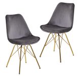 WOHNLING 2er Set Esszimmerstuhl Samt WL6.187 grau