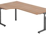 HAMMERBACHER VOS82/N/G höhenverstellbarer Schreibtisch 65 - 85 cm nussbaum / grafit