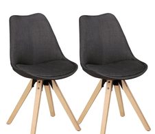 WOHNLING 2er Set Esszimmerstuhl LIMA WL5.026 anthrazit
