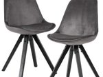 WOHNLING 2er Set Esszimmerstuhl Samt WL6.101 dunkelgrau