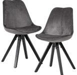 WOHNLING 2er Set Esszimmerstuhl Samt WL6.101 dunkelgrau