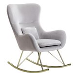 WOHNLING Schaukelstuhl 100% Polyester (Samt) hellgrau