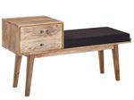 WOHNLING WL6.485 Sitzbank Stoff / Massivholz Bank 120x65x40 cm im Retro Stil mit Stauraum, Gepolstert Schwarz