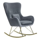 WOHNLING Schaukelstuhl 100% Polyester (Samt) dunkelgrau