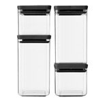 brabantia Vorratsdosen-Set 2x 0,7/2x 1,6 l transparent, schwarz