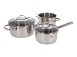 WMF Provence Plus Topf-Set Bratentopf (2,5l), Fleischtöpfe(1,9l), (3,3l), (5,7l), Stielkasserolle (1,7l) silber