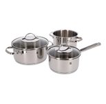 WMF Provence Plus Topf-Set Bratentopf (2,5l), Fleischtöpfe(1,9l), (3,3l), (5,7l), Stielkasserolle (1,7l) silber