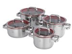 WMF Function 4 Topf-Set Bratentopf (2,5l), Fleischtöpfe (1,9l), (3,9l), (5,7l) silber
