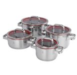 WMF Function 4 Topf-Set Bratentopf (2,5l), Fleischtöpfe (1,9l), (3,9l), (5,7l) silber