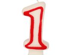 PAPSTAR 1 Zahlenkerzen 7.3 cm weiß, rot