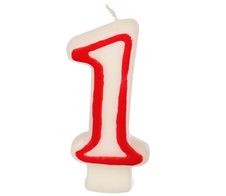 PAPSTAR 1 Zahlenkerzen 7.3 cm weiß, rot