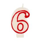 PAPSTAR 6 Zahlenkerzen 7.3 cm weiß, rot