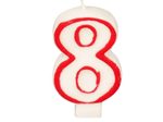 PAPSTAR 8 Zahlenkerzen 7.3 cm weiß, rot