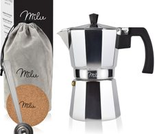Milu 3 Tassen Espressokocher silber/schwarz
