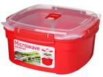 sistema® Mikrowellen-Dampfgarer 10.5 cm hoch rot, transparent