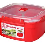 sistema® Mikrowellen-Dampfgarer 10.5 cm hoch rot, transparent