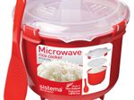 sistema® Mikrowellen-Reiskocher 16.1 cm hoch rot, transparent