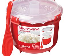 sistema® Mikrowellen-Reiskocher 16.1 cm hoch rot, transparent