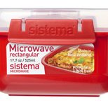 sistema® Mikrowellendose 8 cm hoch rot, transparent