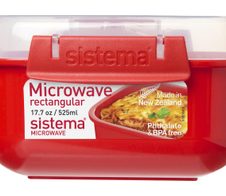 sistema® Mikrowellendose 8 cm hoch rot, transparent