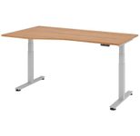 HAMMERBACHER VXDSM18/N/S elektrisch höhenverstellbarer Schreibtisch 63 - 127 cm nussbaum / silber