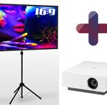LG HU810PW Forte CineBeam Laser Heimkino Beamer 2700 ANSI Lumen + eSmart Expert X-Type Ultralightweight Stativ Leinwand MISATI 228 cm 90 Zoll
