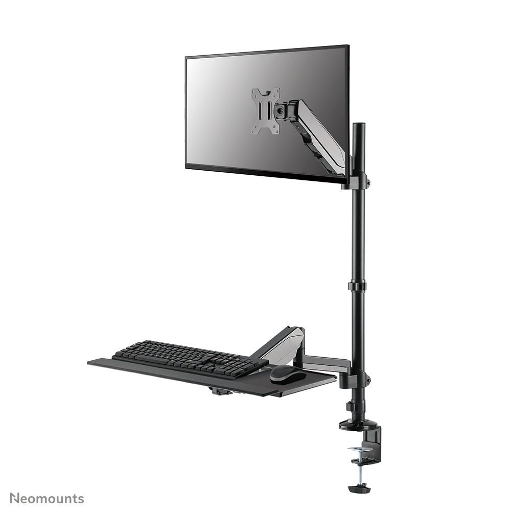 Neomounts DS90-325BL1 höhenverstellbarer, tischmontierter Arbeitsplatz für 17-32" Bildschirme, Tastatur und Maus - Schwarz video preview