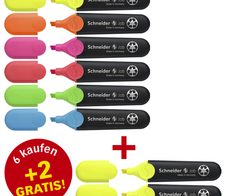 Schneider Job Textmarker Mehrfarbig, 6 St. + GRATIS 2 St.