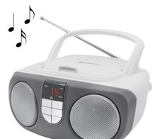 soundmaster SCD1400WE Tragbarer CD-Player silber, weiß